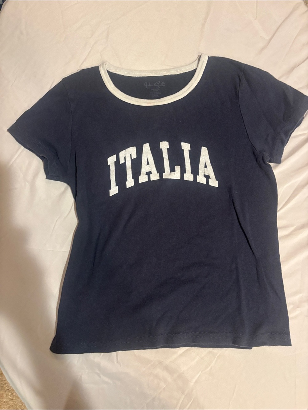 Brandy Melville Italia Short Sleeve Ringer Tee - Navy